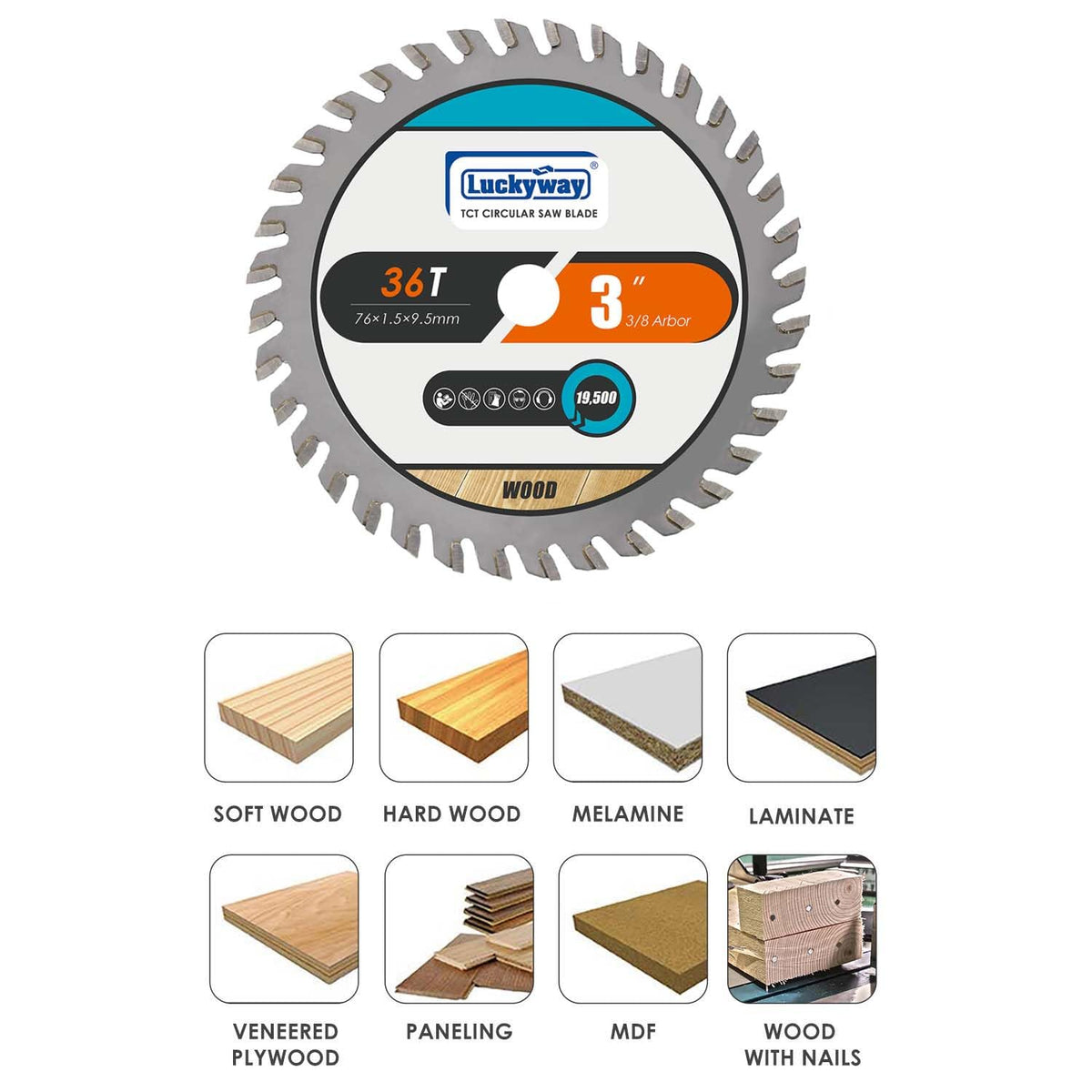 Luckyway ultra-thin kerf blade design for faster, efficient cutting.