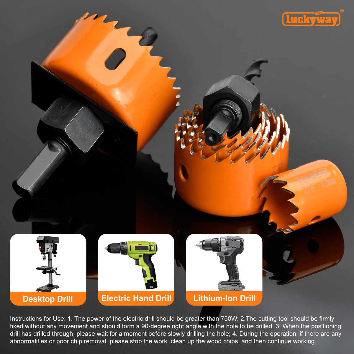 Luckyway Hole Saw Kit Pro cutting softwood and drywall with smooth edges