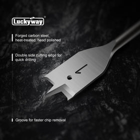 Luckyway spade bits cutting wood, fiberglass, PVC, and aluminum materials