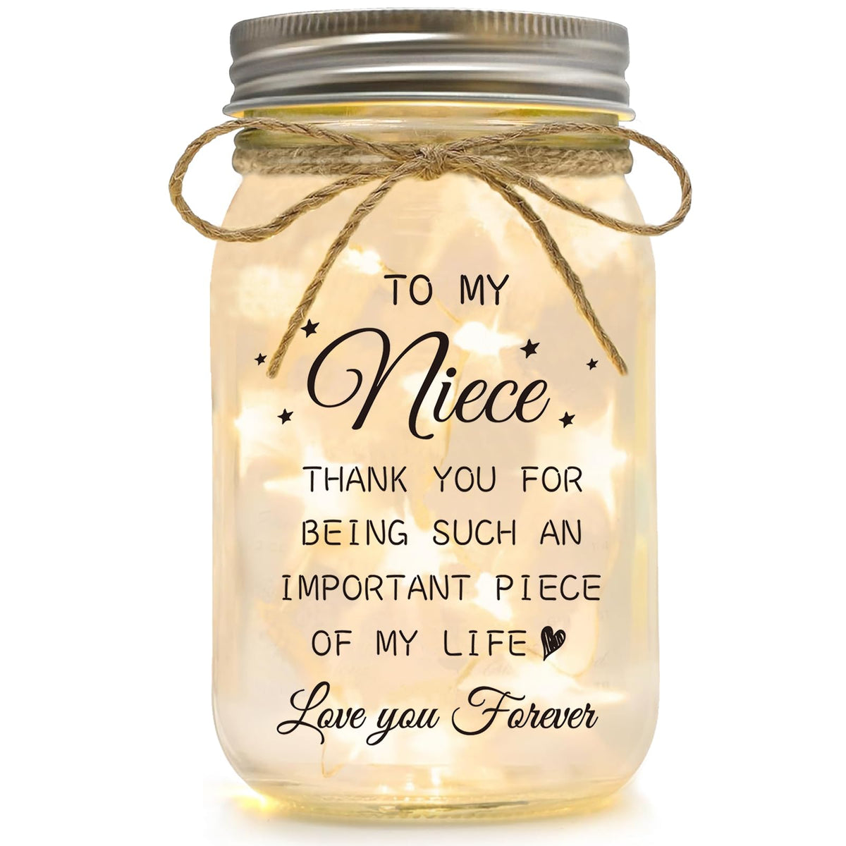 Luckyyds mason jar night light with warm LED words for cozy room decor