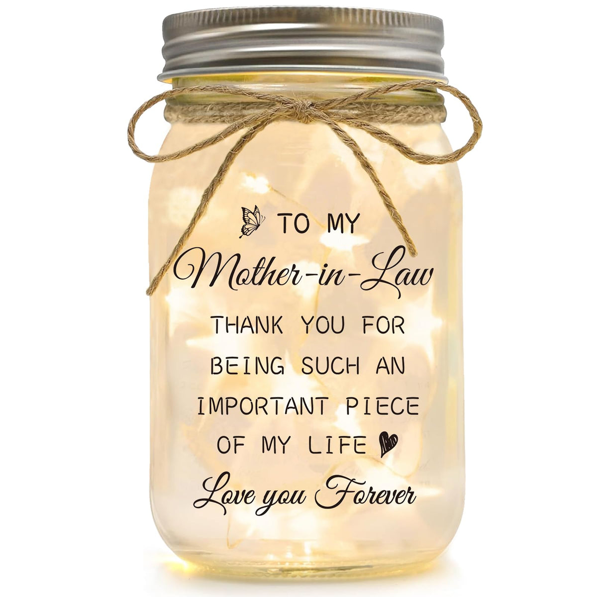 Luckyyds Mason Jar Night Light with warm LED glow for cozy home decor.