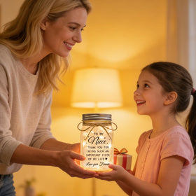 Luckyyds mason jar displays 'to my niece' engraved words for heartfelt gift