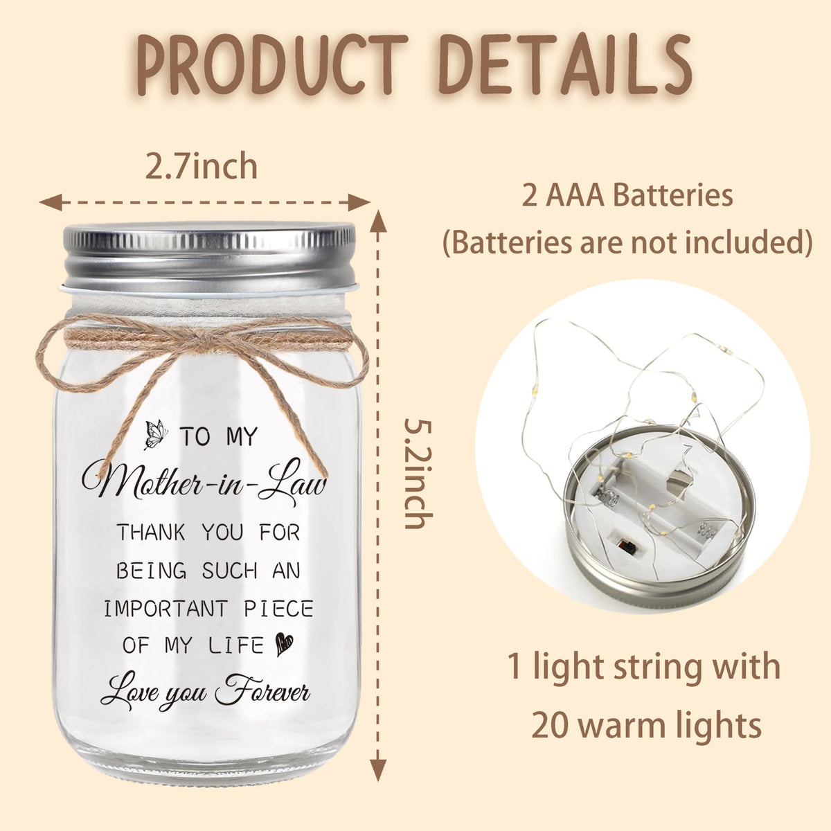 Luckyyds warm-light jar string creates a soft nightlight ambiance.
