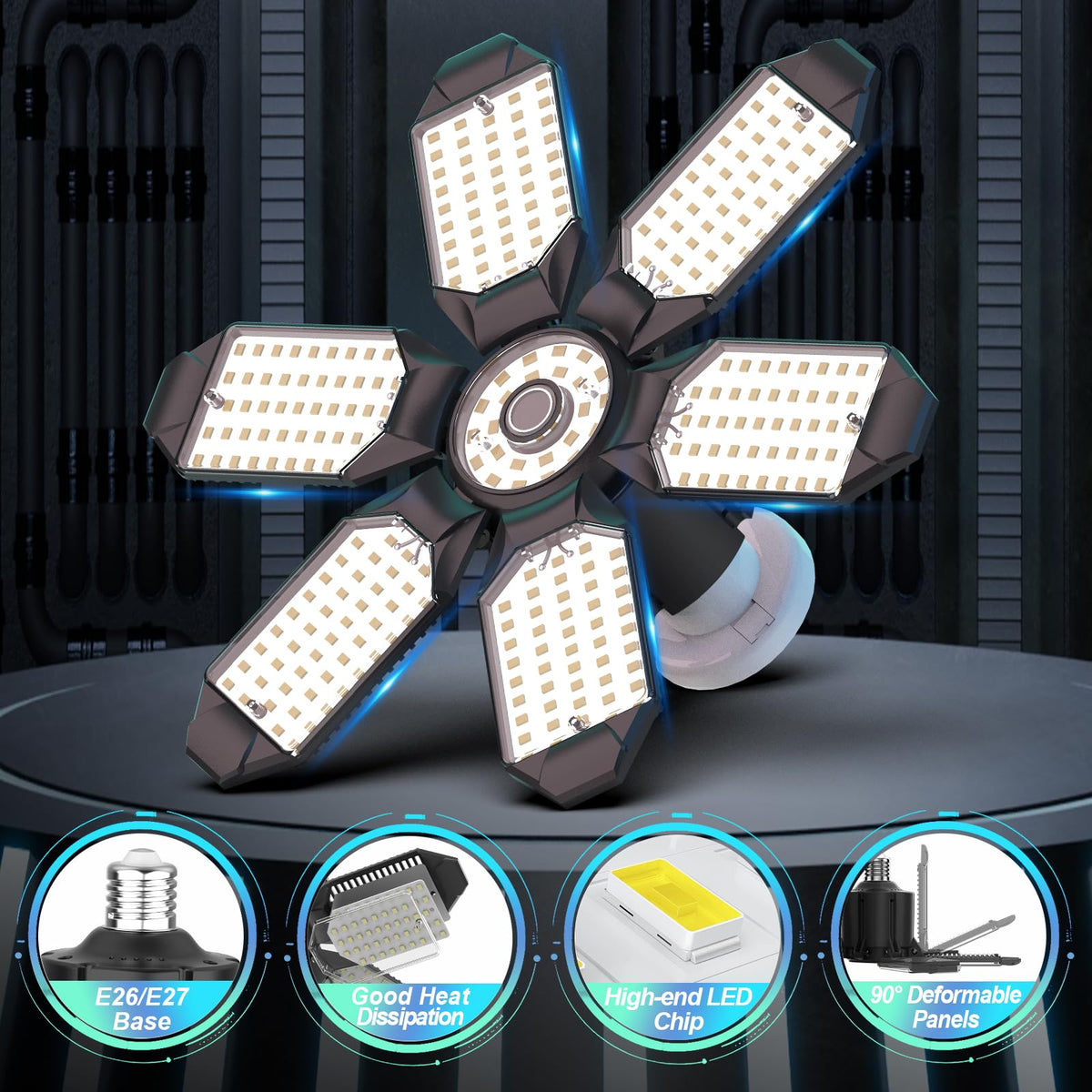 LUCORUSC 6500K daylight output clarifies tasks in garages and basements