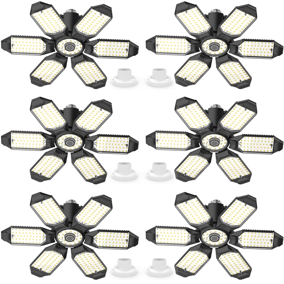LUCORUSC six-panel garage light provides broad, even workshop illumination