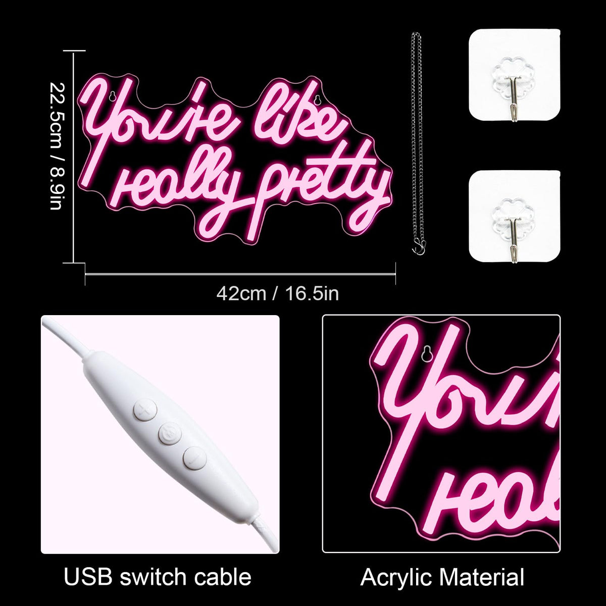 LUCUNSTAR pink neon sign safe materials stay cool to touch
