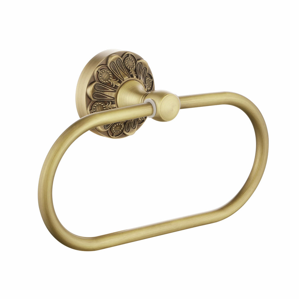 Lucyound Antique Gold Towel Ring with oval wall mount for a refined bathroom look.
