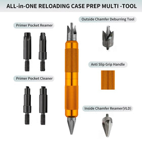 Ludex Case Prep Multi-Tool with stored accessories, organized for quick bench tasks.