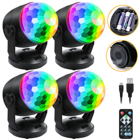 Luditek disco ball light 4-pack illuminates large parties with synchronized color patterns.