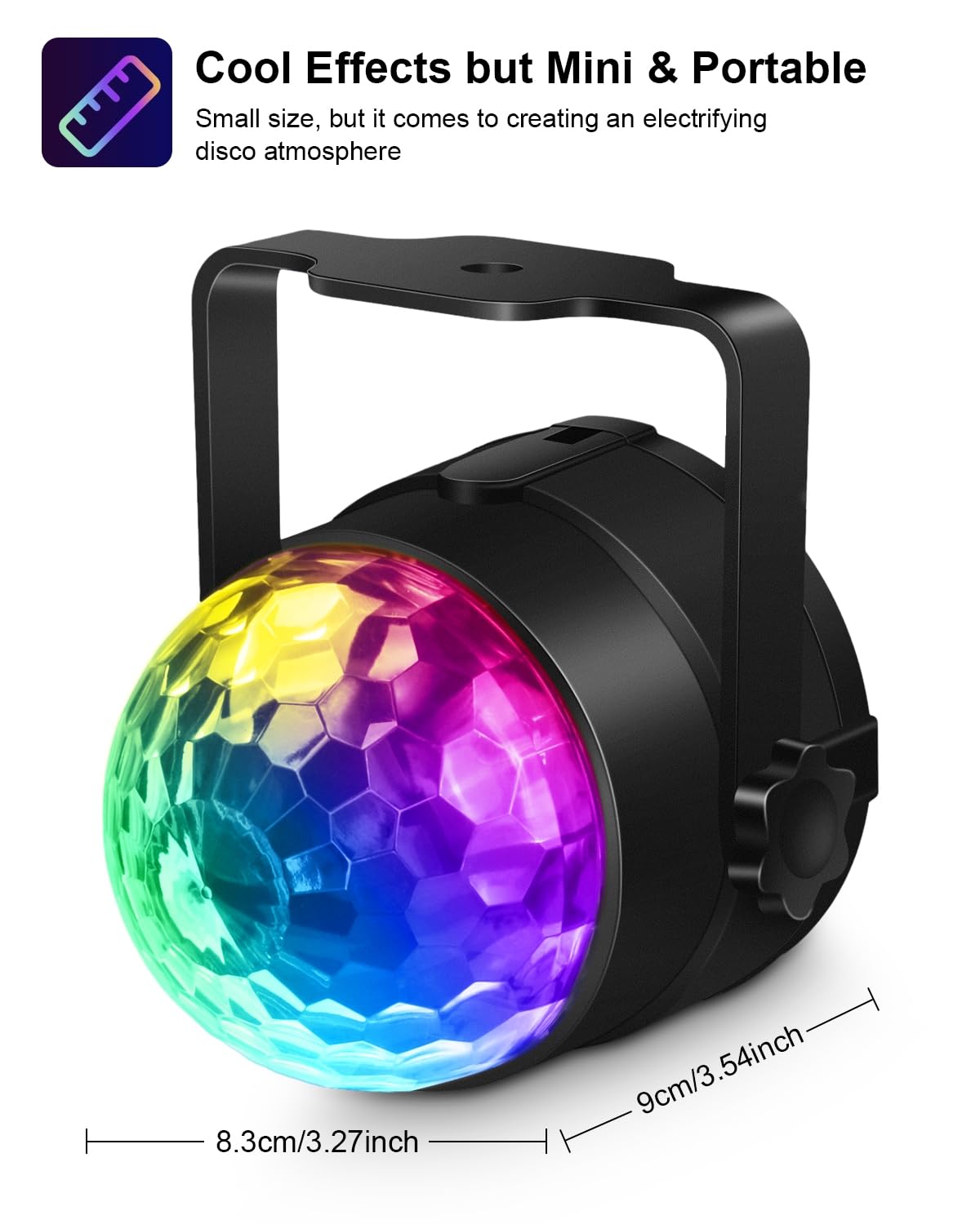Luditek disco ball light wall-mount option saves floor space
