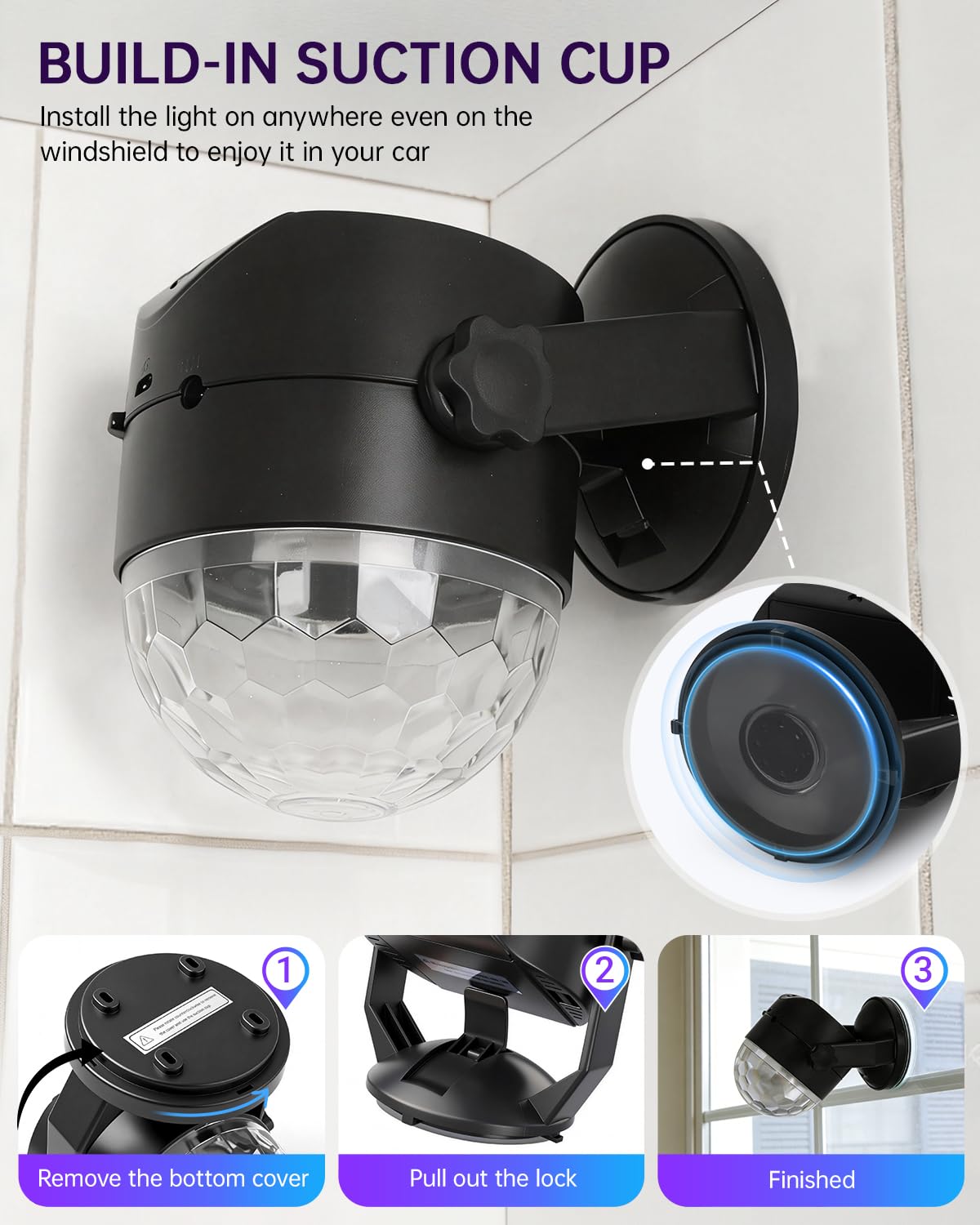 Luditek disco ball light wall-mount for space-saving ambiance