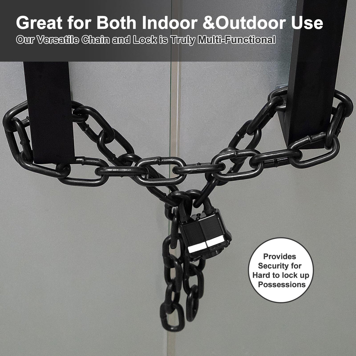 LUECMO security chain suits doors, gates, sheds, and trailers.
