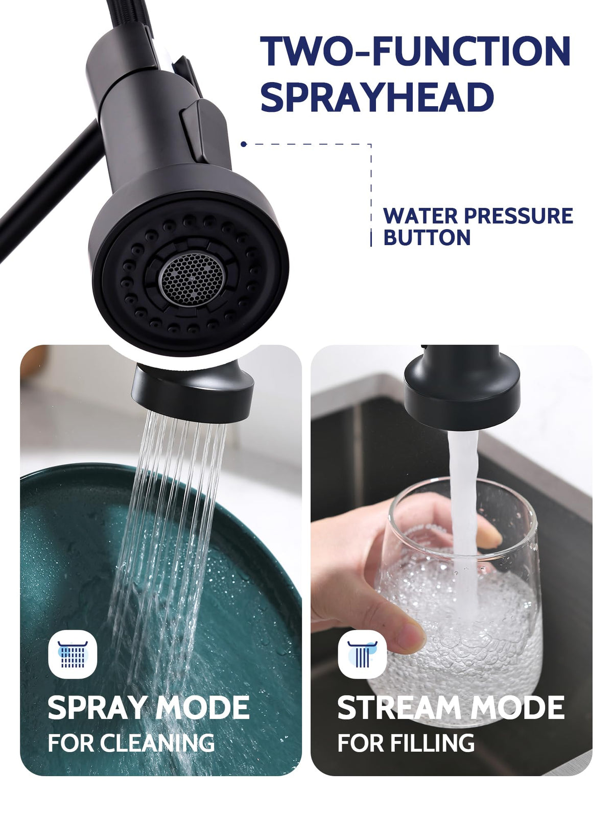 LUFEIDRA two-mode spray head switches between stream and spray