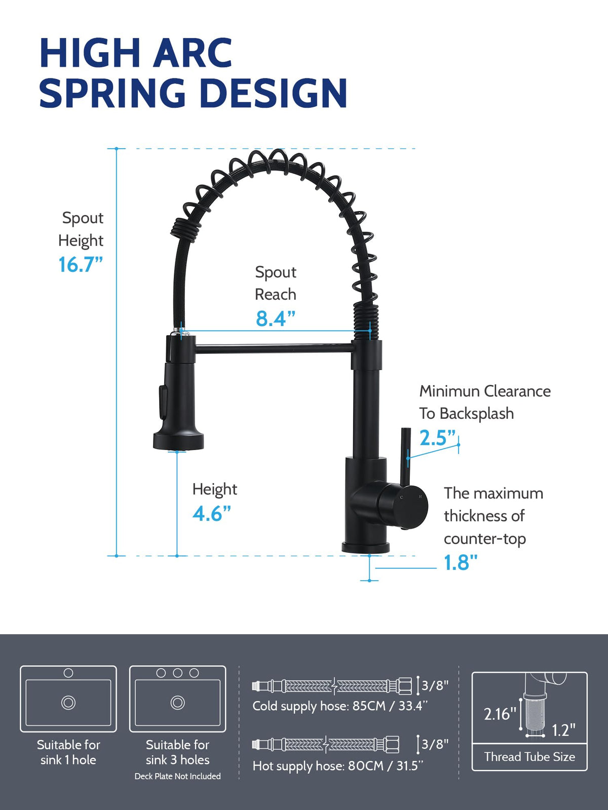 LUFEIDRA high-arc spout with 360° swivel for tall pots