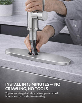 LUFEIDRA 3-hole ready faucet design supports versatile kitchen layouts