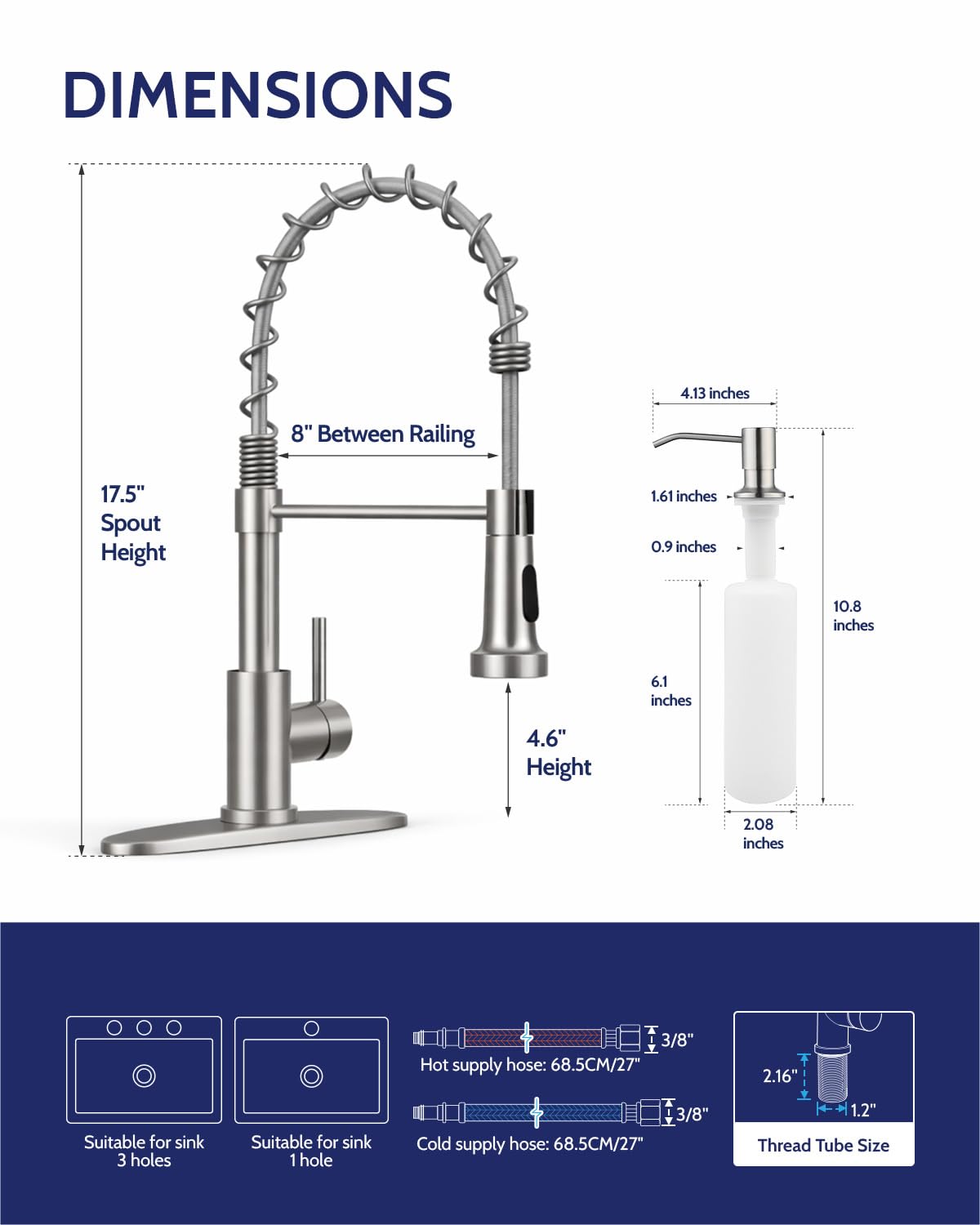 LUFEIDRA soap dispenser integrated with faucet for convenient cleaning