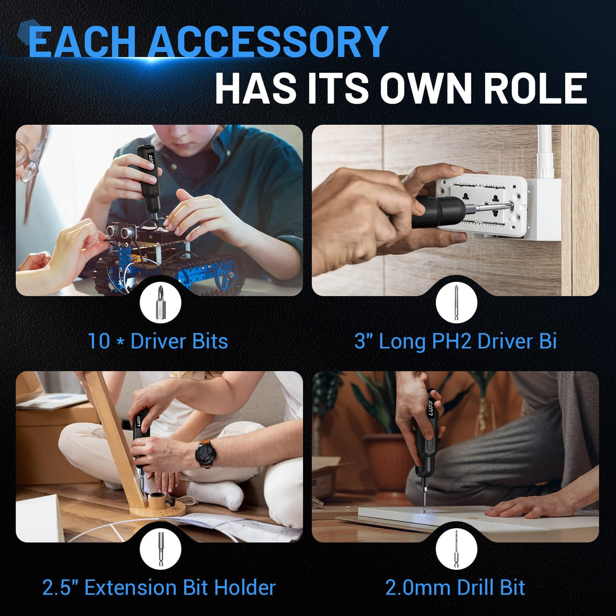 LUFF compact, balanced design enables one-handed operation and easy storage