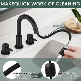 LUFG pull-down faucet hose retracts smoothly for versatile use.