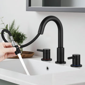 LUFG pull-down faucet spout for easier sink cleaning.