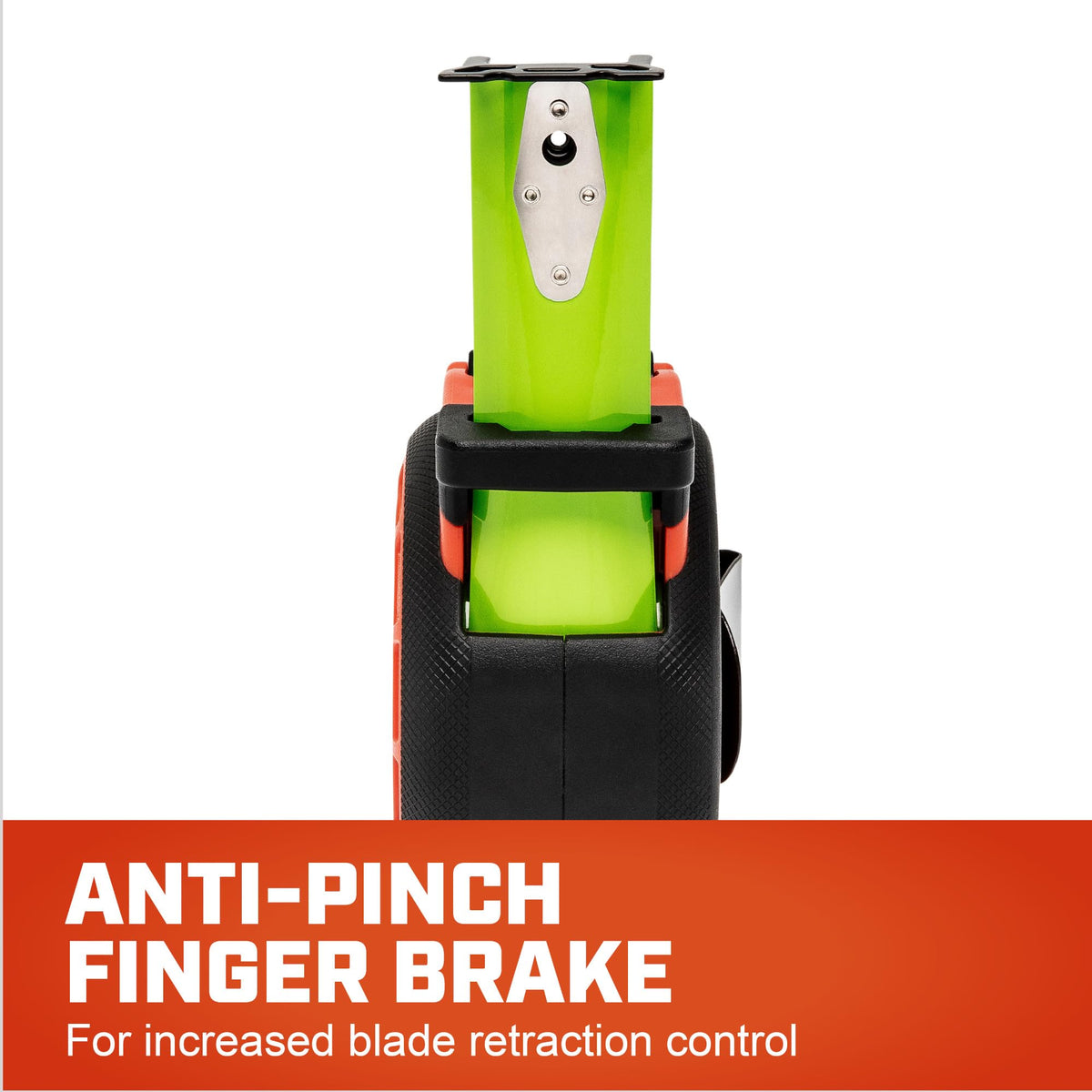 Lufkin ControlTouch anti-pinch feature aiding safe blade retraction.