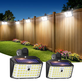 LUHLEE 176LED clip-on solar lights provide bright outdoor illumination for fences and patios.