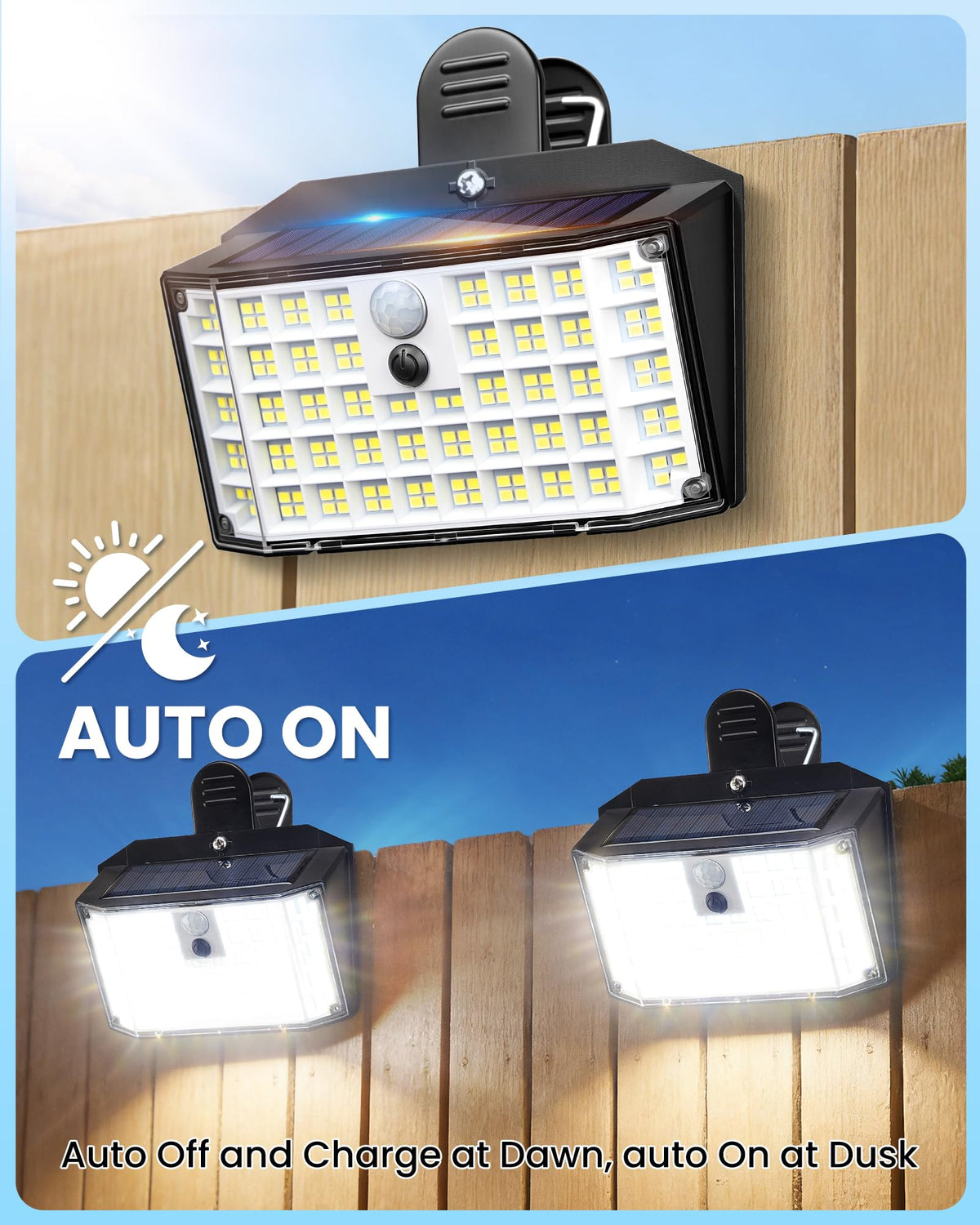 LUHLEE two-pack outdoor lights for fence, garden, and patio lighting.