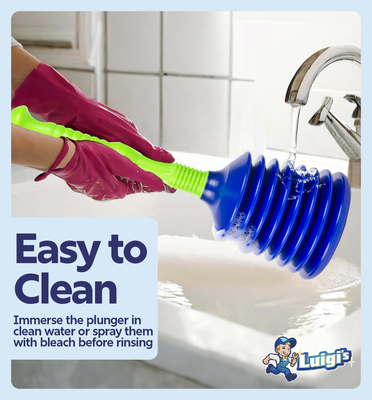 Luigi's pro-tip blocks overflow with a damp cloth for faster plunging.