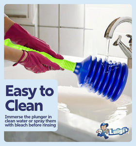 Luigi's pro-tip blocks overflow with a damp cloth for faster plunging.