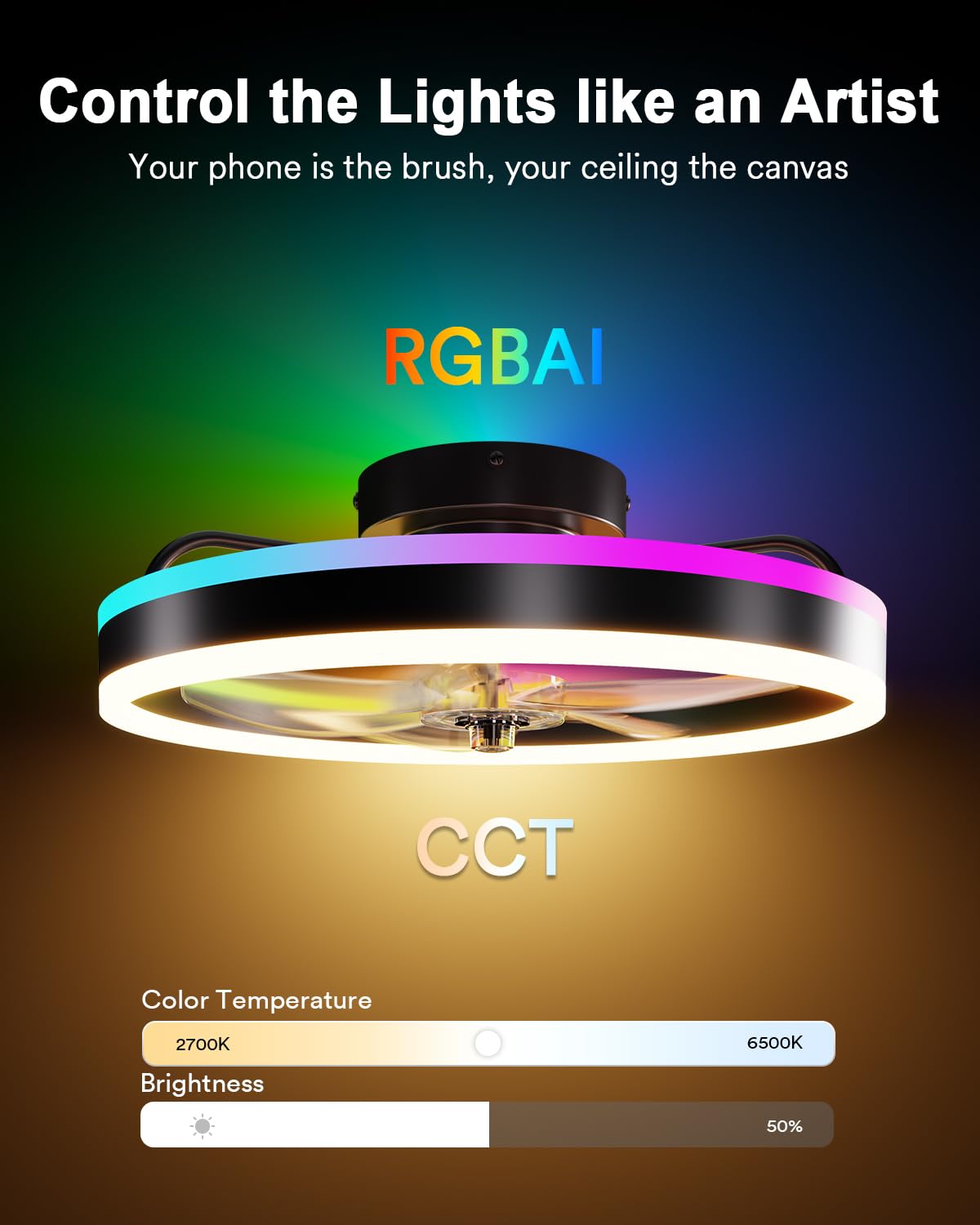 Lumary RGBAI color spectrum showing mood lighting for entertaining spaces