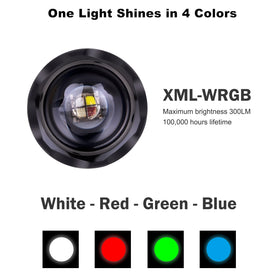 LUMENSHOOTER 4-in-1 flashlight showing color options for quick signaling or mood lighting.
