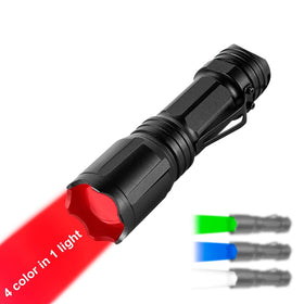 LUMENSHOOTER zoomable red flashlight with RGBW LED for versatile night visibility.