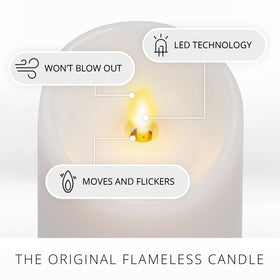 Luminara 4-5 inch ivory pillar candle with moving flame for safe ambiance.