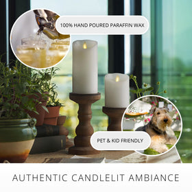 Luminara 6-5 inch ivory pillar candle provides safe, long-lasting glow for gatherings.