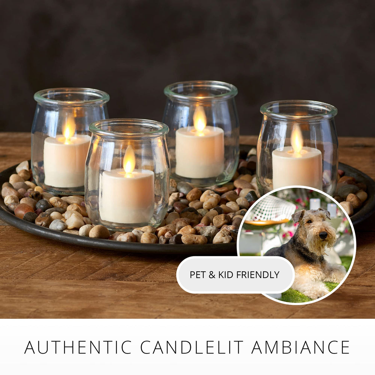 Luminara battery-operated tealight ensures safe, kid-friendly décor with easy placement.