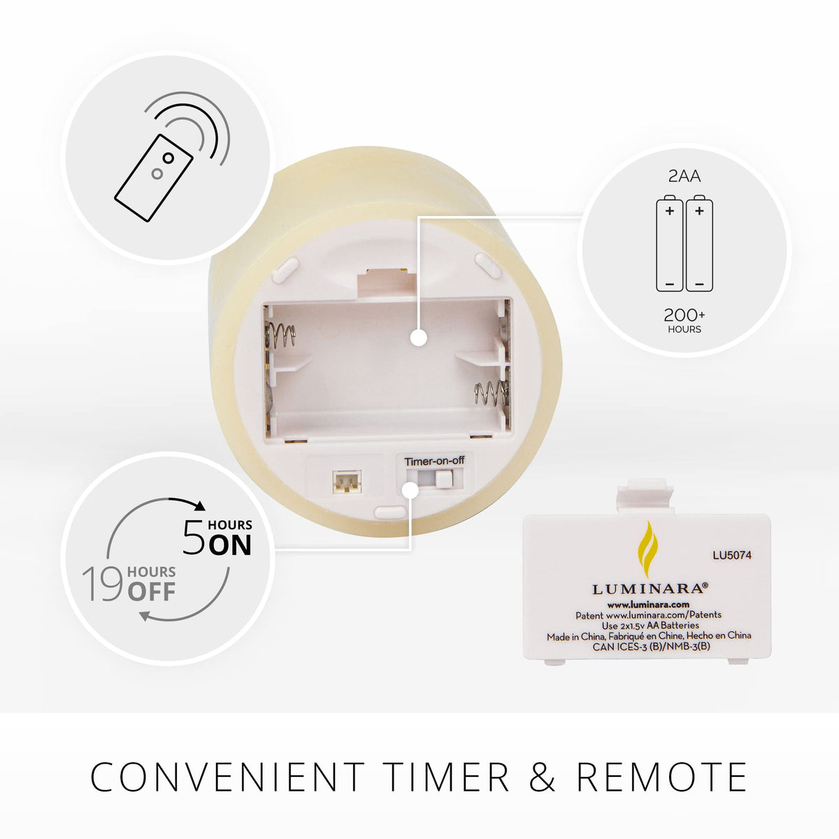 Battery-operated candle with timer for easy, hands-free operation