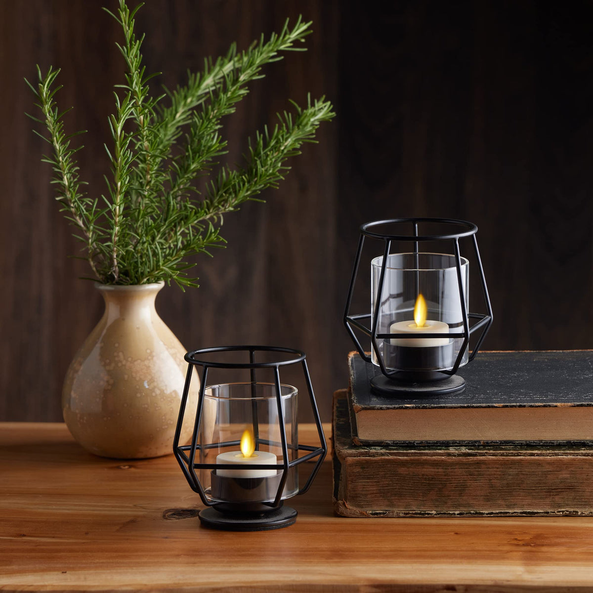 Luminara glow in a dark room creates warmth.