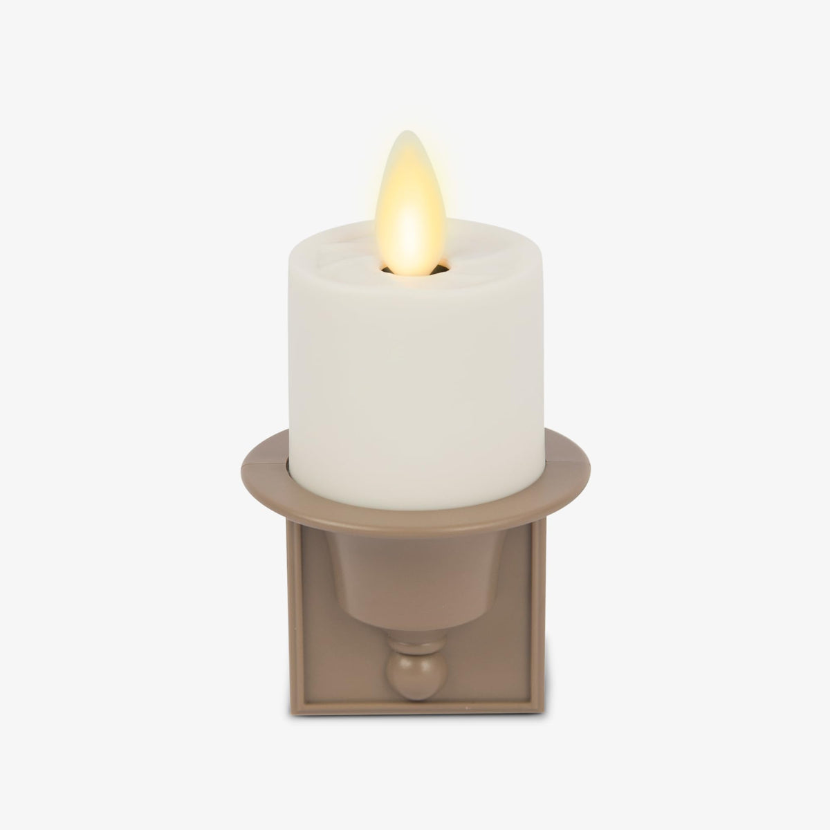 Luminara flameless candle night light with dusk-to-dawn sensor for automatic illumination.