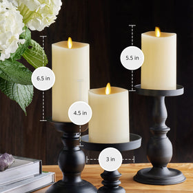Luminara Ivory melted-top detail enhances the lifelike candle appearance.