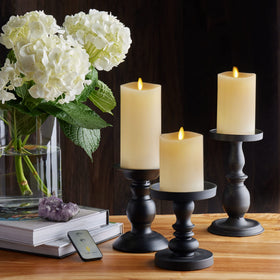 Luminara Ivory pillar candle at 5.5 inches height creates cozy wall reflections without smoke.
