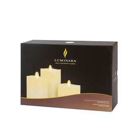 Luminara Ivory set of 3 candles fits elegant centerpieces for any decor.