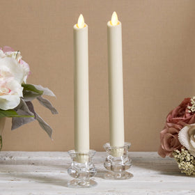 Luminara ivory wax finish taper with melted edge adds classic table decor