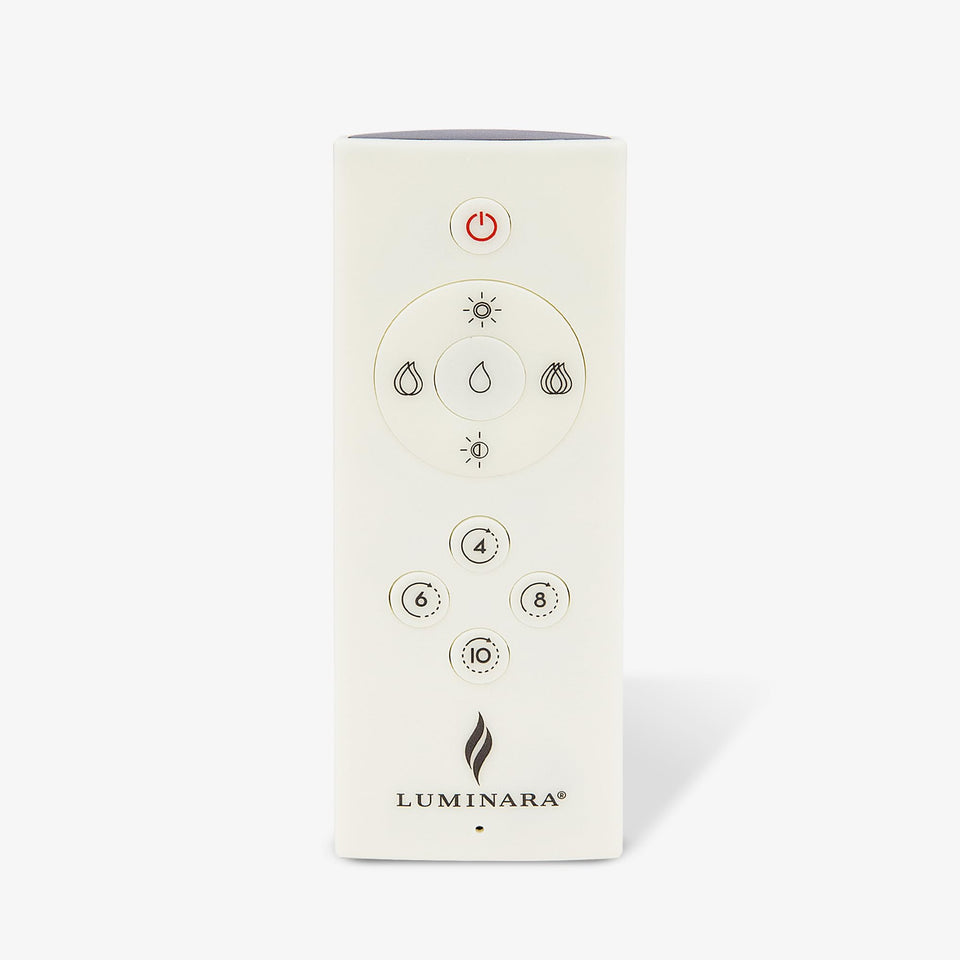 Luminara remote full view showing sleek design for easy control.