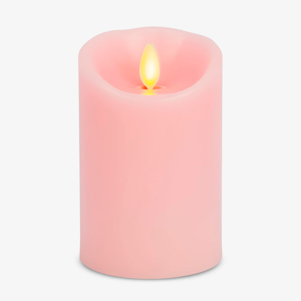 Luminara Saga Rose 3x4.5 inch pillar candle with moving flame for safe indoor ambiance