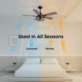 LuminFan five blades with flip-ready walnut and black finishes.