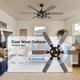 LuminFan two-blade finish blends walnut and black wood grain
