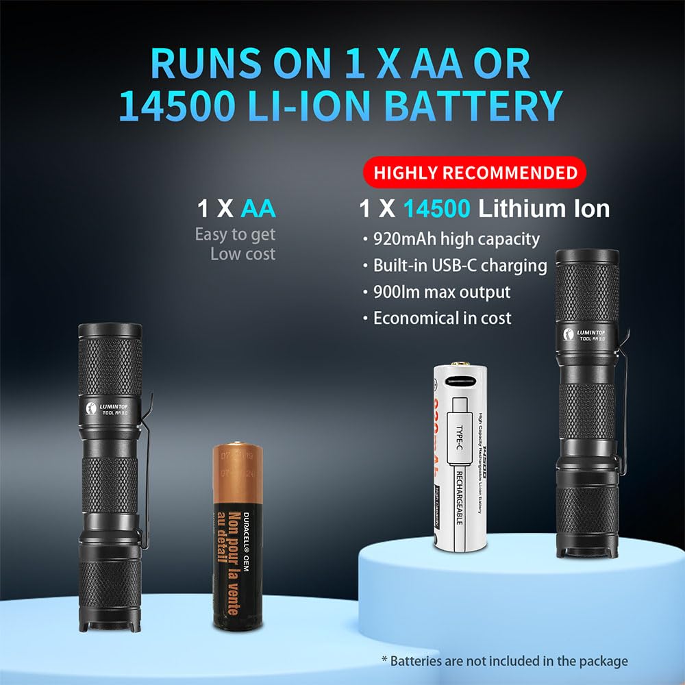 LUMINTOP Tool AA 2.0 diffuser included, converts to ambient candle-like light.