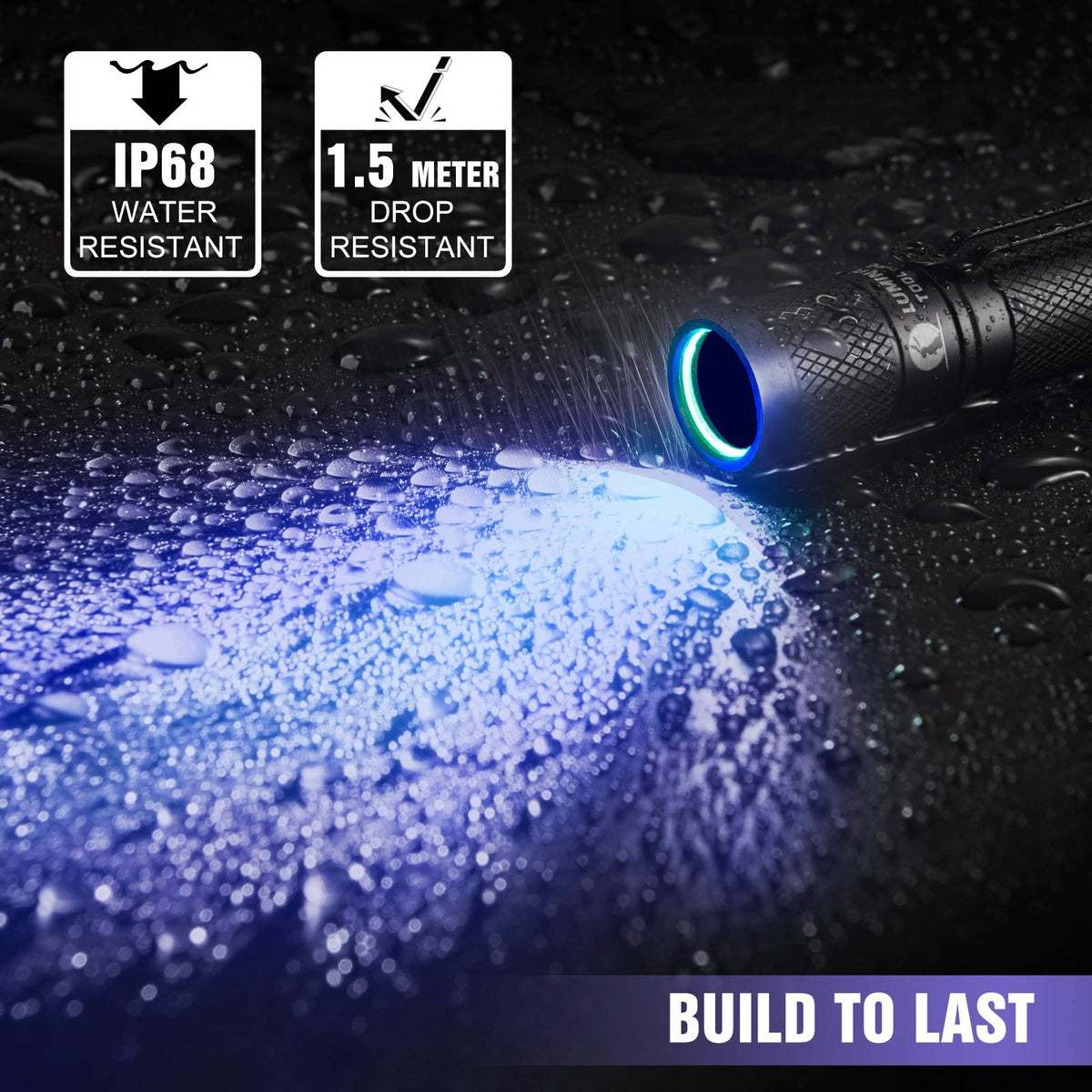 LUMINTOP Tool AA UV flashlight filter lens enhances 365nm light clarity.