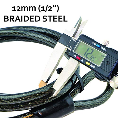 Lumintrail 12mm vinyl-coated braided-steel-cable designed for flexible locking.