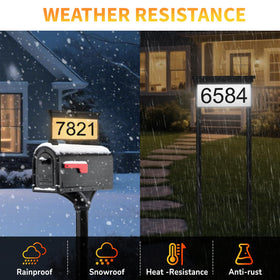 LumiZen address sign illuminates 10–15 hours after 5–6 hours sun exposure.