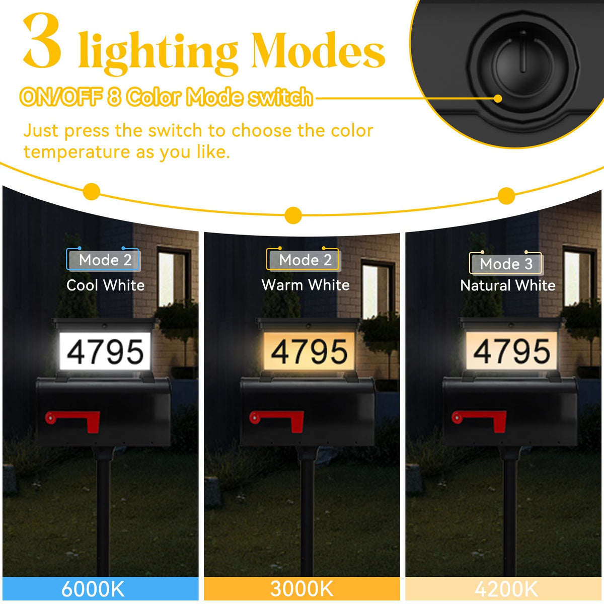 LumiZen address sign lights up at dusk for clear night visibility